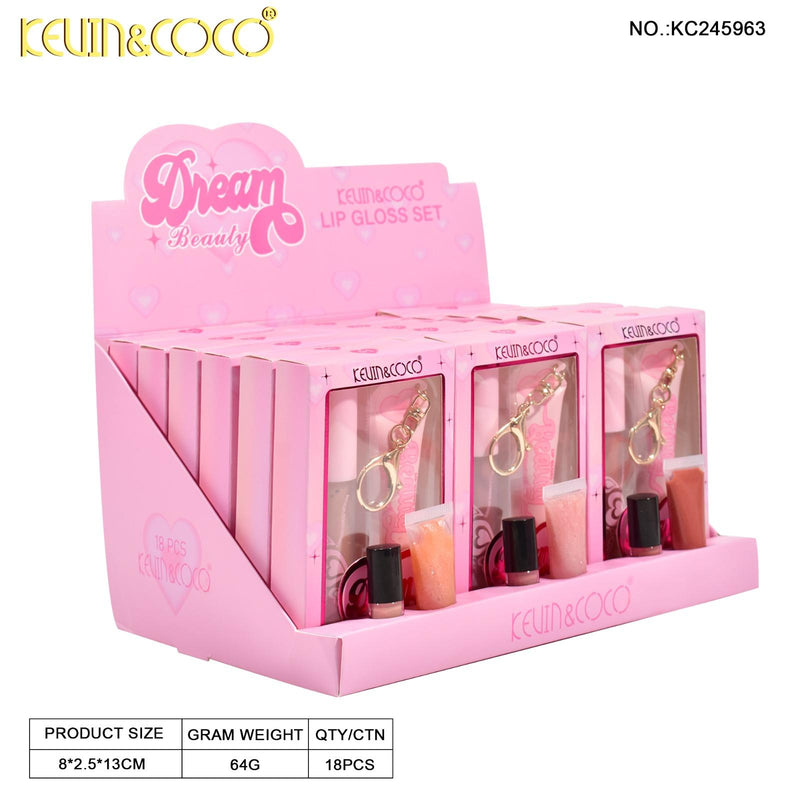 Load image into Gallery viewer, Lips-Kevin&amp;Coco Dream Beauty Lip Gloss Set KC245963 ($1.50 each, 18pcs display)
