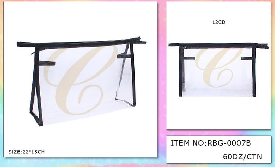 Accessories- Clear Cosmetic Bag Black RBG-0007B (12pc pack)