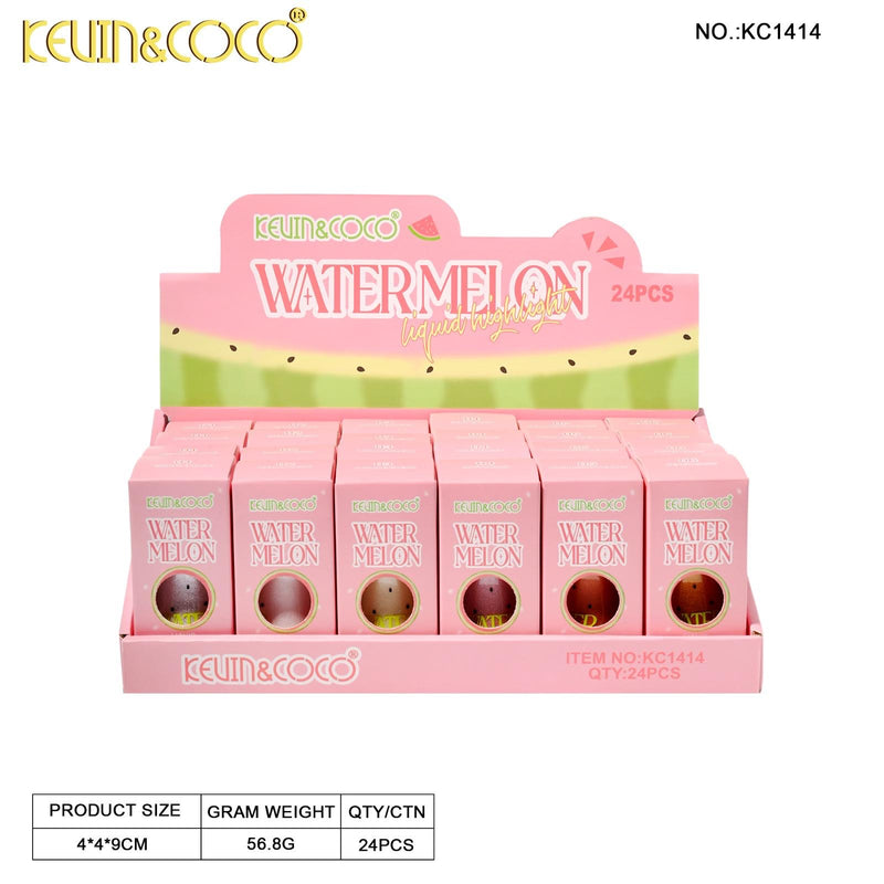 Load image into Gallery viewer, Face-Kevin&amp;Coco Watermelon Collection Liquid Highlight KC1414 ($2 each, 24pc Display)
