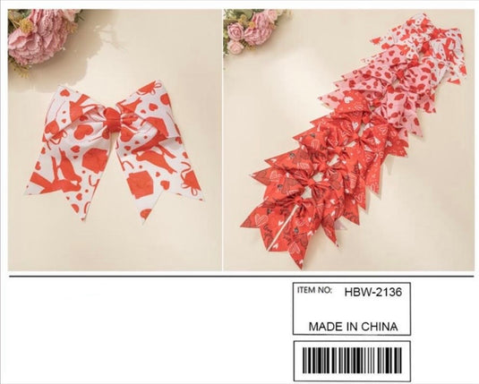 Hair-Valentines Day Hair Bow HBW-2136 (12pc strip)