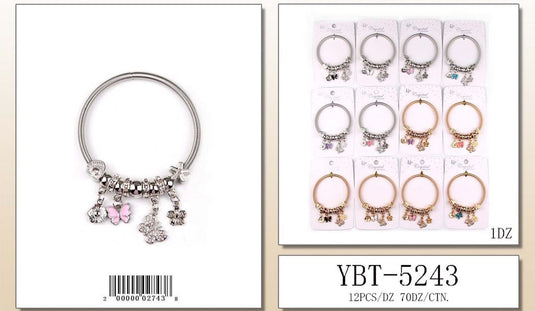 Jewelry- Butterfly Charm Bracelet YBT-5243 (12pc pack)