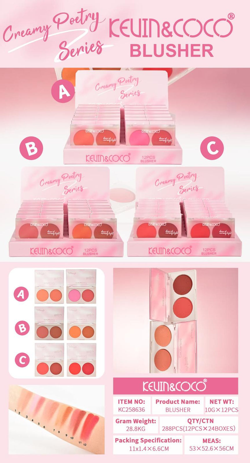 Load image into Gallery viewer, Face-Kevin&amp;Coco Creamy Poetry Blush KC258636 ($2 each, 12pc display)
