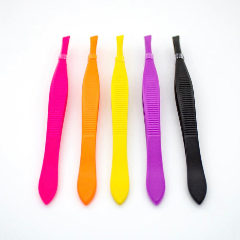 Load image into Gallery viewer, Eyebrow-Adoro Slant Tip Tweezer Assorted Colors No.1095/01 (60pc Jar)
