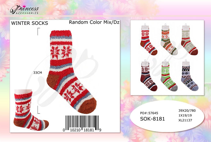 Accessories- Xmas Cozy High Socks SOK-8181 (12pc pack)