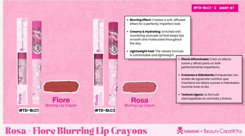 Load image into Gallery viewer, Lips-Beauty Creations x Tokidoki Fiore Blurring Lip Crayons #TD-BLC ($3.25 each, 4pc bundle)
