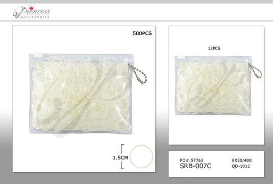 Hair- Clear rubber bands in pouch SRB-007C (12pc pack)