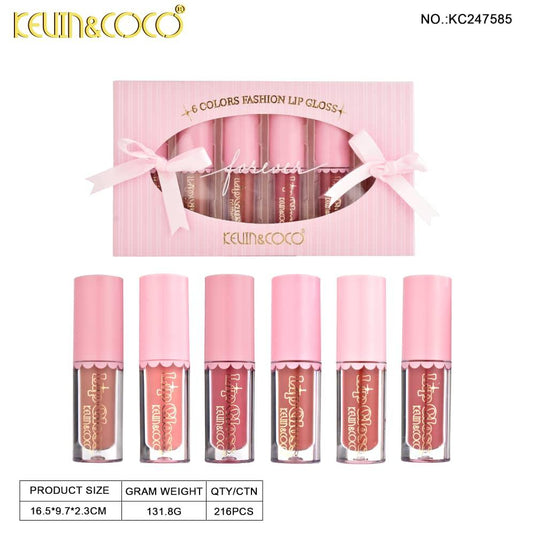 Lips-Kevin&Coco 6 Colors Bow Lip Gloss KC247585 ($3 each, 6pc display)
