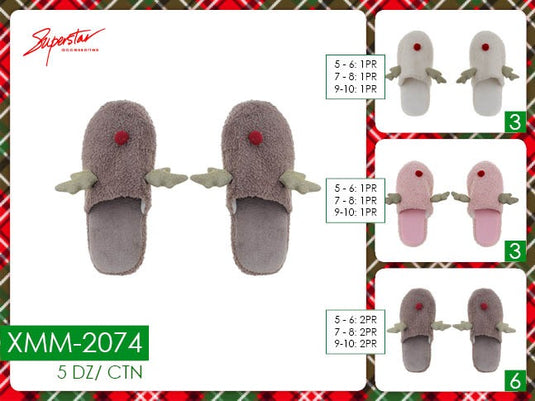 Accessories- Xmas Reindeer Slippers XMM-2074 (12pc pack)