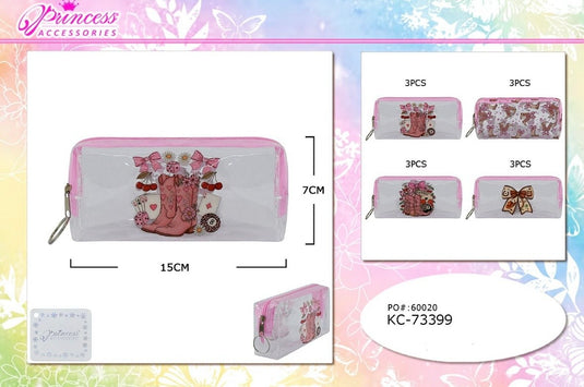 Accessories-Clear Printed Pouch KC-73399 (12pc pack)