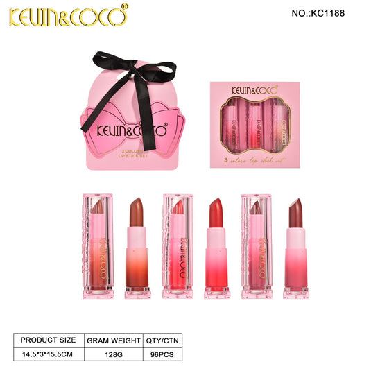 Lips-Kevin&Coco Bow Lipstick Set KC1188 ($3.50 each, 6pc display)