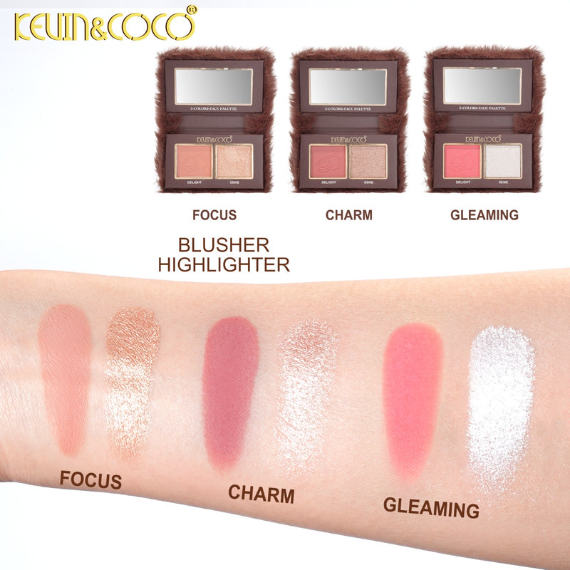 Load image into Gallery viewer, Face-Kevin&amp;Coco Hazelnut Blush &amp; Highlight Palette KC1625 ($2.50 each, 24pc Display)
