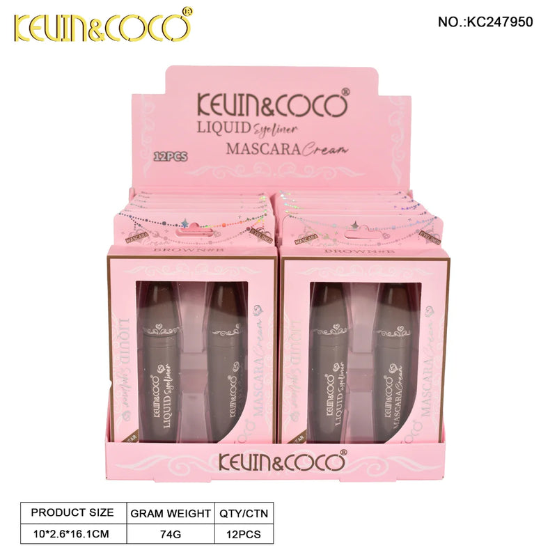 Load image into Gallery viewer, Eyes-Kevin&amp;Coco Dream Ballet Máscara &amp; Eyeliner Set: Brown KC247950 ($2 each, 12pcs display)
