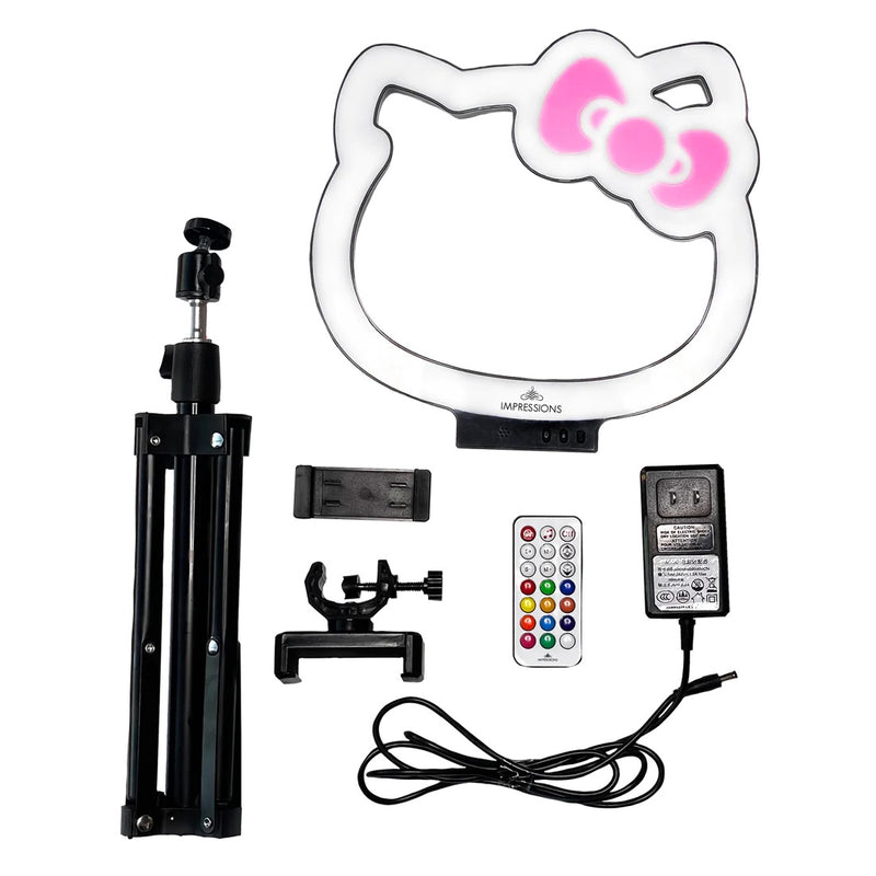 Load image into Gallery viewer, Novelties- Impressions Hello Kitty Super Cute 10” RGB Desktop Ring Light with Tripod LEDRINGHK10-BLK (1pc)
