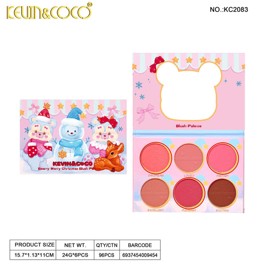 Face-Kevin&Coco Bear-y-Merry Blush Palette KC2083 ($4 each, 6pc display)