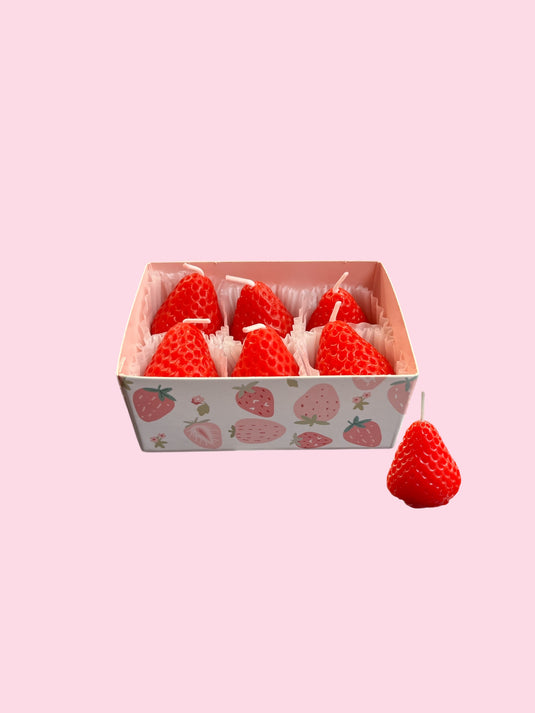 Novelties- Valentine Small Strawberry Candles (6pc bundle, $2 each)