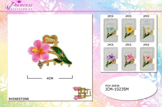 Hair-Flower Metal Jaw Hair Clip JCM-10235M (12pc pack)