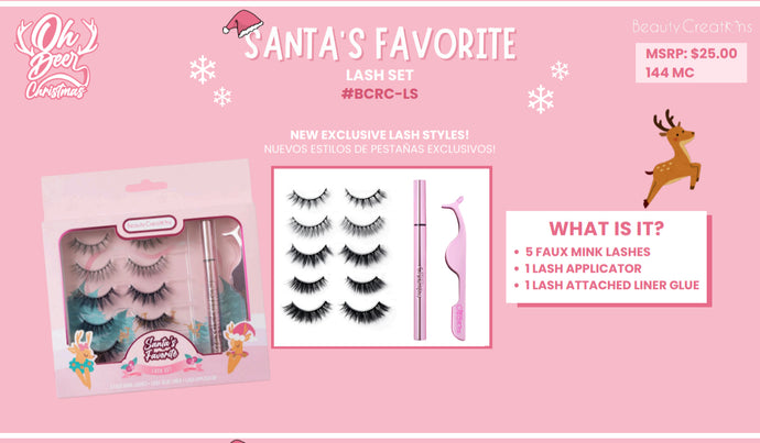 Eyes- Beauty Creations OH Deer Santa’s Favorite Lash Set  #BCRC- LS (3pc bulk, $12 each)