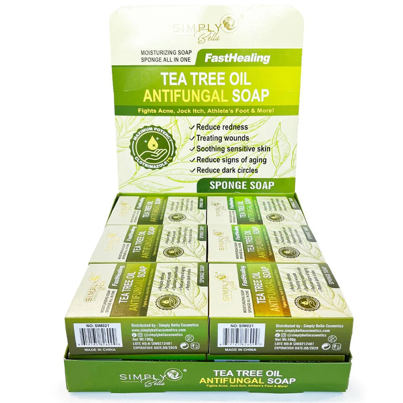 Load image into Gallery viewer, Skincare- Simply Bella Tea Tree Oil Antifungal Moisturizing Soap Sponge All In One SIM021 (12pc box, $2 each)
