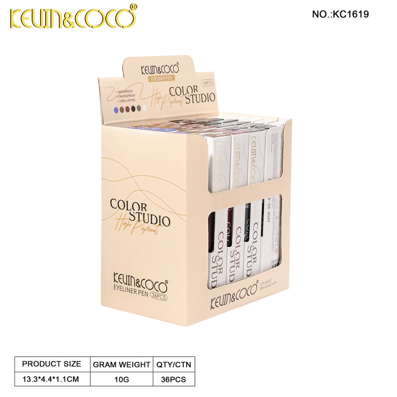 Load image into Gallery viewer, Eyes-Kevin&amp;Coco High Pigment Color Studio Eyeliner Pen KC1619 ($1 each, 36pc Display)
