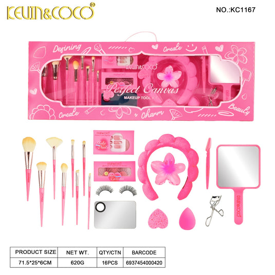 Accessories-Kevin&Coco Perfect Canvas Makeup Tool Kit KC1167-HOT PINK  ($13 each, 2pc bundle)