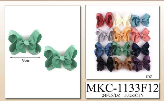 Hair-Cute Hair Bow Clip MKC-1133F12 (12pc strip)