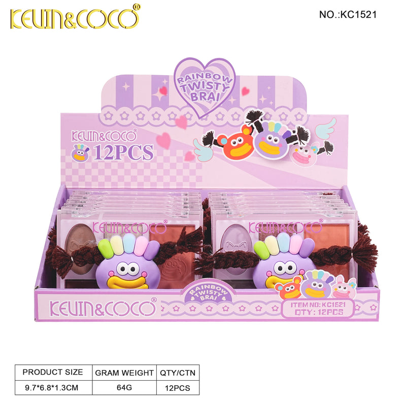 Load image into Gallery viewer, Eyes-Kevin&amp;Coco Rainbow Twisty Brai Purple KC1521 ($1.25 each, 12pc display)
