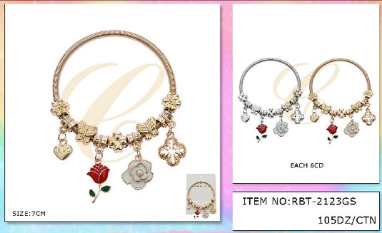 Jewelry-Cute Charms Bracelet Silver & Gold RBT-2123GS (12pc pack)