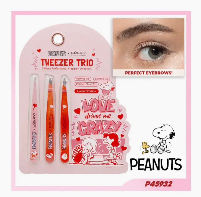 Load image into Gallery viewer, Eyebrow-Celavi Peanuts Love Drives Me Crazy 3pc Tweezer Set P45932 ($3 each, 6pcs bundle)

