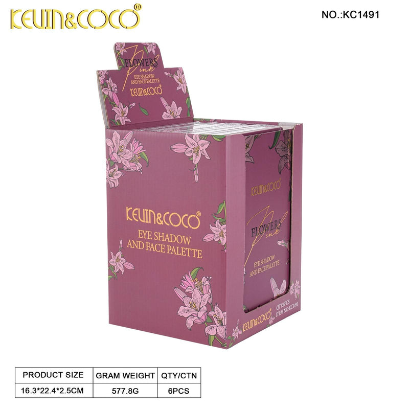 Load image into Gallery viewer, Eyes-Kevin&amp;Coco Pink Flowers Eyeshadow Palette KC1491 ($9.75 each, 6pc Display)
