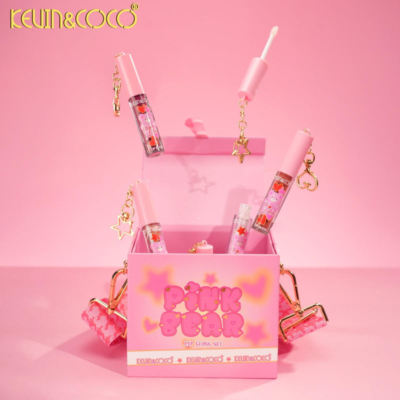 Load image into Gallery viewer, Lips-Kevin&amp;Coco Pink Bear Lip Gloss Set KC1273 ($7.50 each, 6pc bundle)
