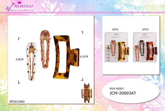 Accessories-Coordinated Hair Clip JCM-20003AT (12pc pack)