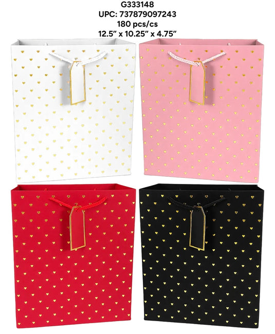 Accessories-Heart Dots Gift Bag Medium Size G333148 (12pc pack)