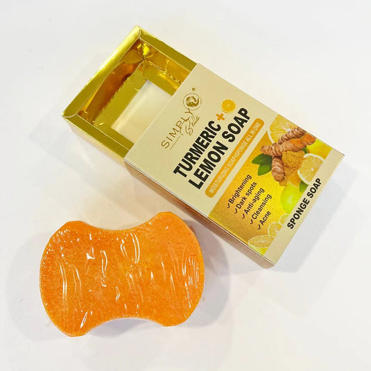 Skincare- Simply Bella Turmeric Lemon Moisturizing Soap + Sponge All In One SIM016 (12pc box, $2 each)