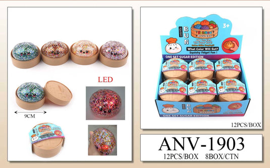 Accessories-LED Glitter Mystery Dumpling Squishy ANV-1903 (12pc pack)