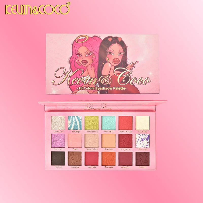 Load image into Gallery viewer, Eyes-Kevin&amp;Coco 18 Color Eyeshadow Palette KC1250 ($3 each, 12pc display)
