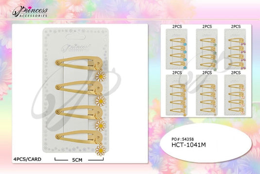 Hair-Yellow Snap Hair Clips HCT-1041M (12pc pack)