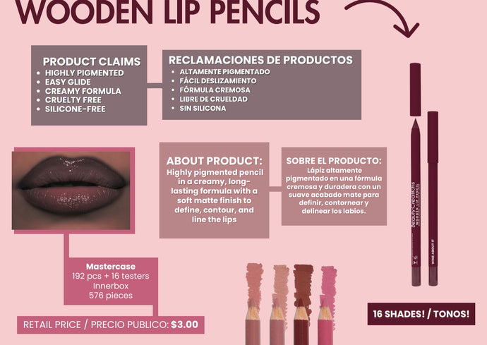 Lips-Beauty Creations Wooden Lip Pencil Display (unit price only $0.50)