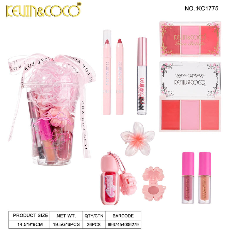 Load image into Gallery viewer, Face-Kevin&amp;Coco Sweet Cream Soft Light Makeup Set Cup KC1775 ($5 each, 6pc display)
