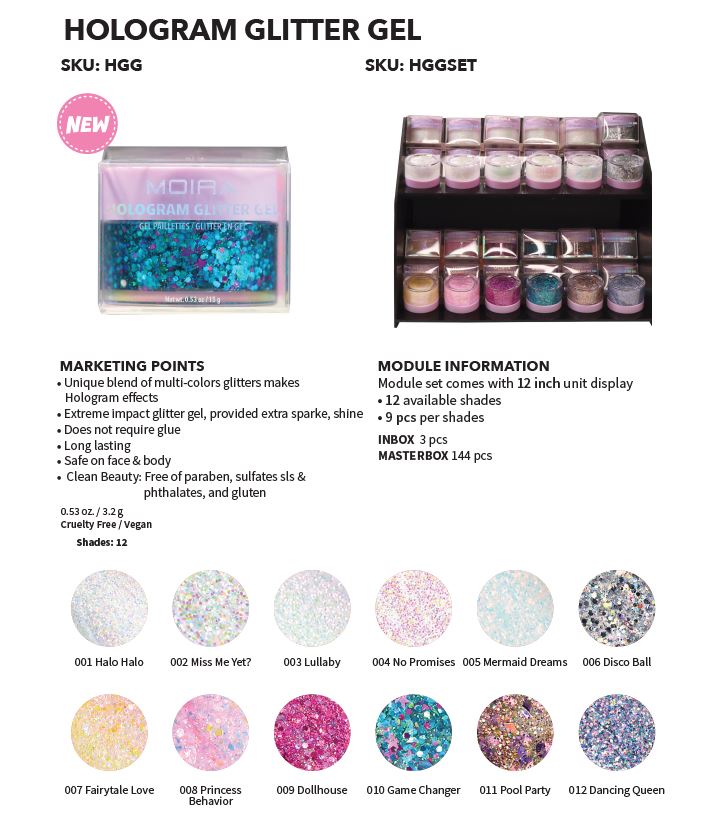 Load image into Gallery viewer, Eyes- Moira Hologram Glitter Gel Display (108pcs + testers)
