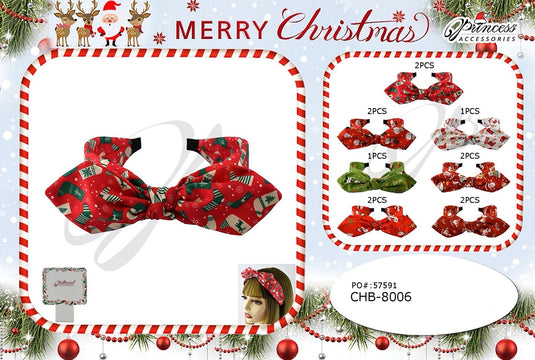 Hair- Xmas Bow Headband CHB-8006 (12pc pack)