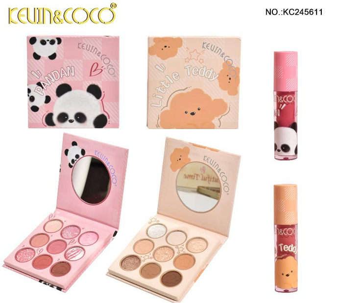 Eyes- Kevin&Coco Beautiful Time Pink/Yellow Eyeshadow palettes & Lipgloss KC245611 (24pc display, $1.25 each)