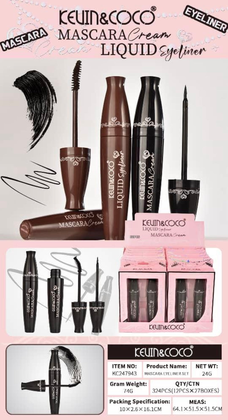 Load image into Gallery viewer, Eyes-Kevin&amp;Coco Dream Ballet Máscara &amp; Eyeliner Set: Black KC247943 ($2 each, 12pcs display)
