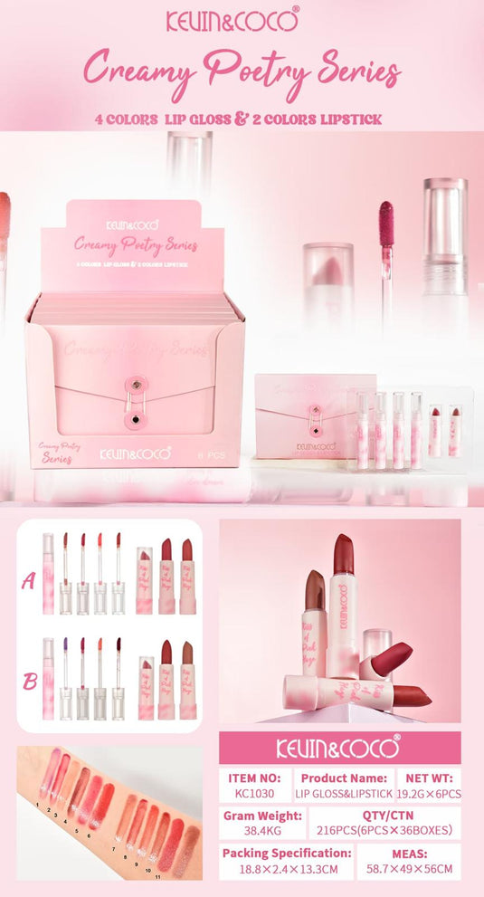 Lips-Kevin&Coco Creamy Poetry Series KC1030 ($4.25 each, 6pcs display)