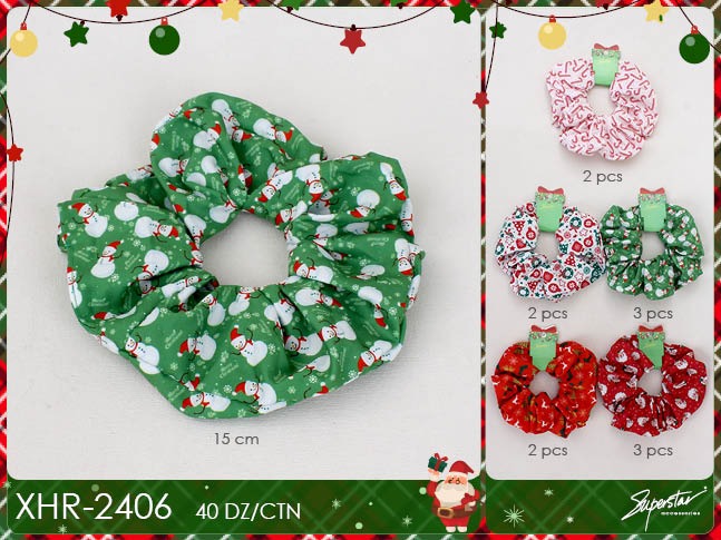 Hair- Xmas Scrunchie  XHR-2406 (12pc pack)