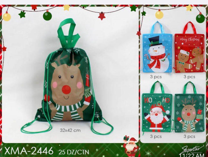 Novelties- XMAS Character drawstring backpack XMA-2446 (12pc pack)