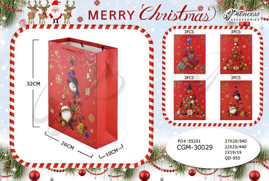 Accessories- Xmas Red Gift Bag CGM-30029 (12 pack)