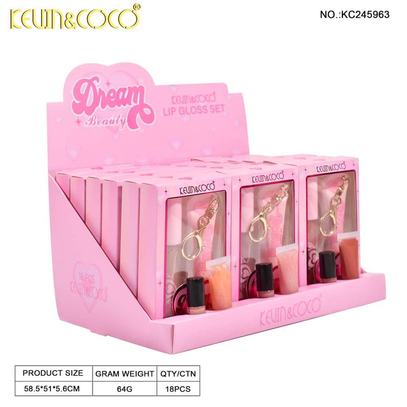 Load image into Gallery viewer, Lips- Kevin&amp;Coco Dream Beauty Lipgloss Set KC245963 (18pc display,$1.50 each)
