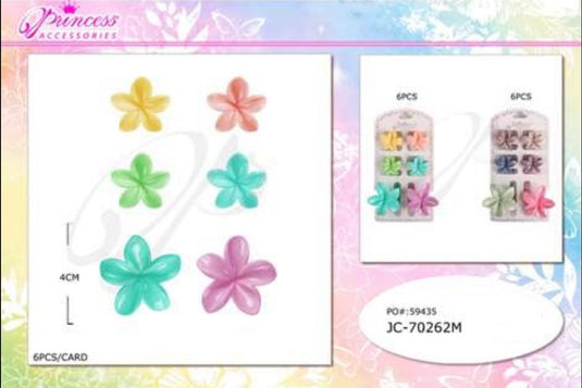 Hair-Small Flower Jaw Hair Clip JC-70262M (12pc pack)