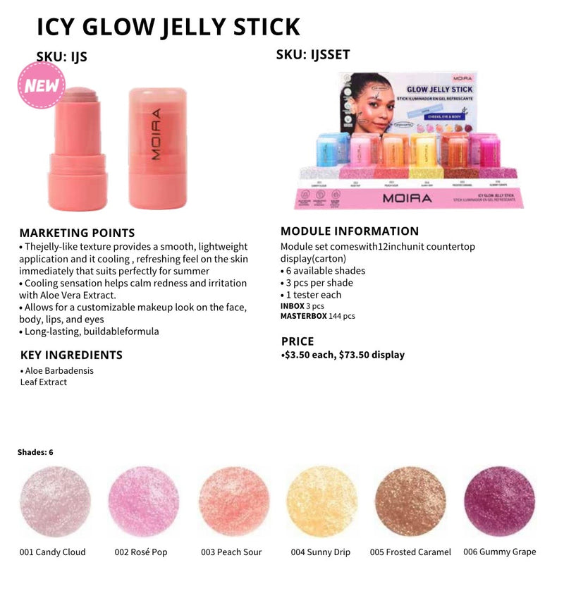 Load image into Gallery viewer, Face-Moira Icy Glow Jelly Stick IJSSET ($3.50 each, 18pc display + Tester)
