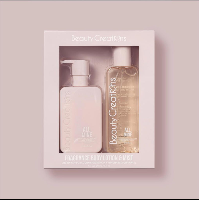 Load image into Gallery viewer, Skincare- Beauty Creations Fragrance Body Lotion &amp; Mist- BLBSSET-08 All Mine (4pc bundle, $6.50 each)
